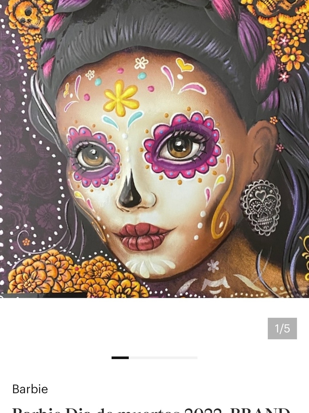 Barbie Día de Muertos Doll - Black, Pink & Purple Gown - Picture 11 of 11